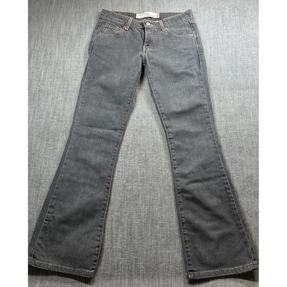 Levi's 318 Women Superlow Bootcut Gray Jeans Low Rise 5‎ J  S Stretch Y2K